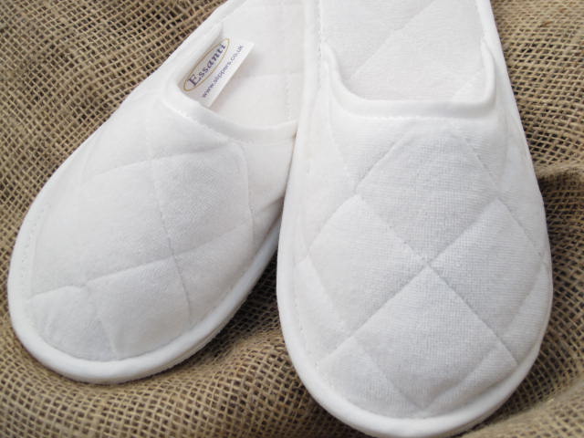 White Velour Washable Slippers